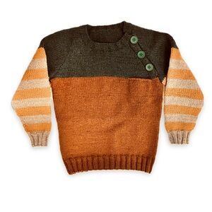 Handmade Pullover Sweater Raglan Sleeve Stripe Colorblock Handmade Boys